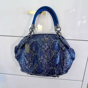 Coach Madison Sophia Python Leather Blue Metallic Satchel ShoulderBag 16346 RARE
